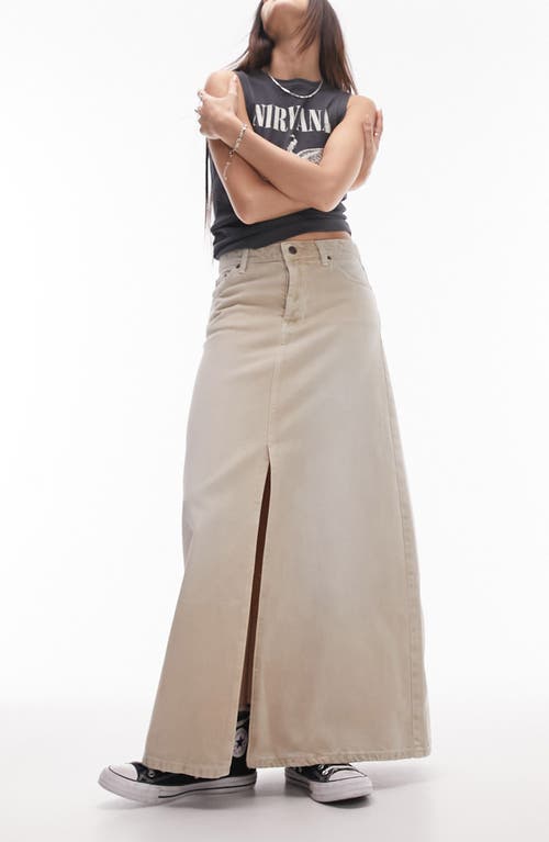 Topshop Denim Maxi Skirt Beige at Nordstrom, Us