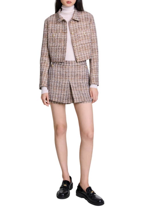 Shop Maje Short Tweed Jacket In Brown