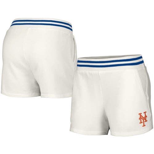 Women's Lusso White New York Mets Maeg Tri-Blend Pocket Shorts