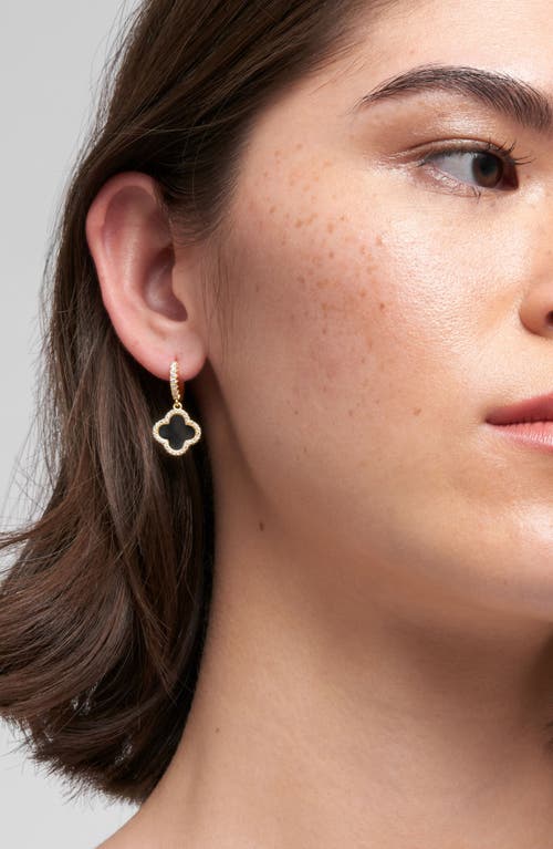 Adornia Crystal Halo Clover Drop Earrings In Gold/black