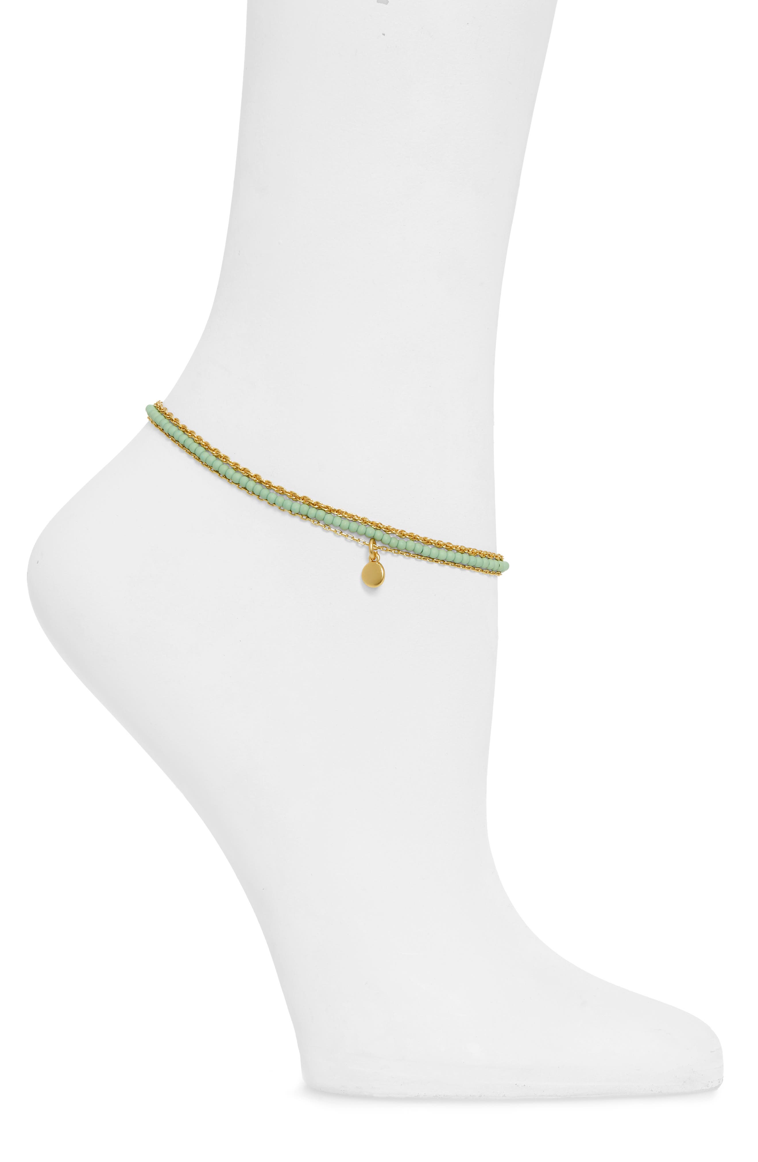 Madewell 3-Pack Surfside Anklet Set in Heather Peacock