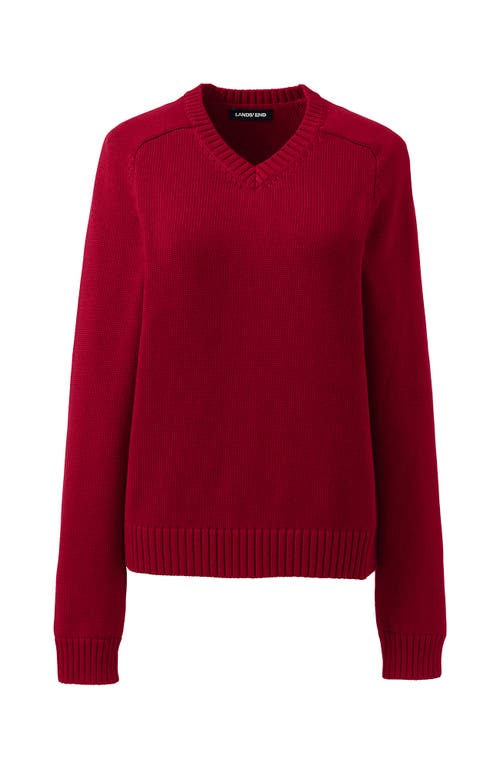 Lands' End School Uniform Young Cotton Modal V-neck Sweater In Red