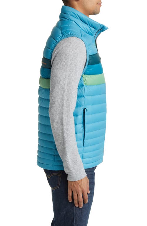 Cotopaxi Fuego Water Resistant 800 Fill Power Down Vest In Poolside Stripes
