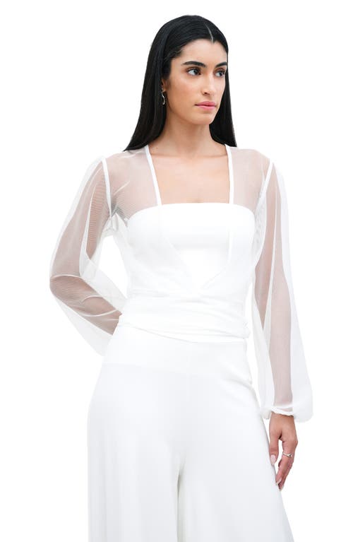 Shop Marcella Verona Sheer Mesh Wrap Bolero In Off White