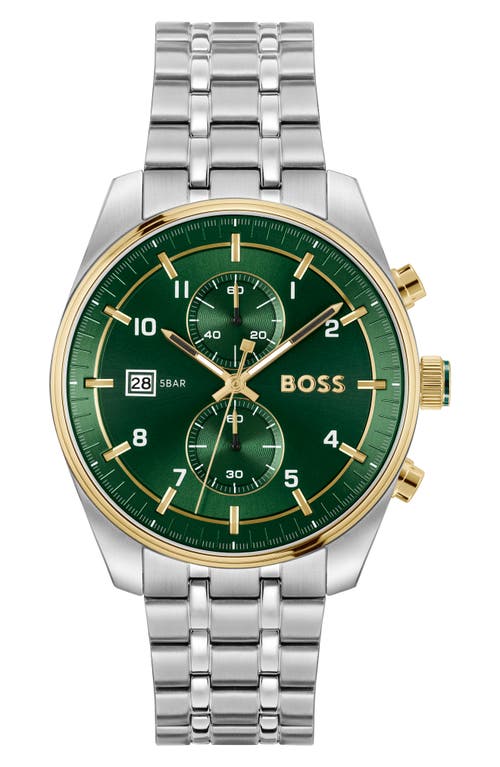 BOSS Skytraveller Chronograph Bracelet Watch, 44mm in Green 