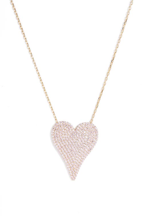 Pavé Heart Pendant Necklace in Gold /Light Pink
