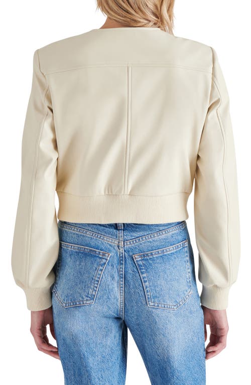 Shop Bb Dakota By Steve Madden Faux Leather Crop Bomber Jacket In Bone