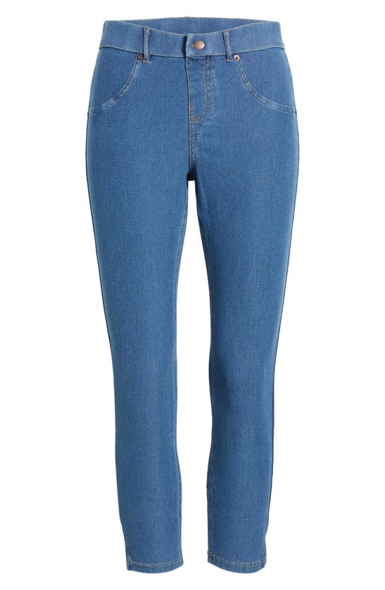 Shop Hue Side Slit Pull-on Denim Capri Leggings In Medium Wash