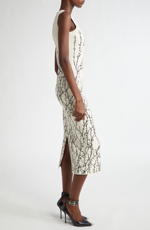 Shop Alexander Mcqueen Thorn Jacquard Knit Midi Dress In Ivory/black