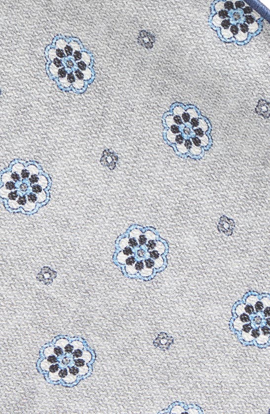 Shop Edward Armah Neat & Floral Print Reversible Silk Pocket Circle In Gray
