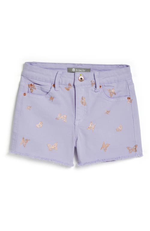 Tractr Kids' Foil Butterfly Cutoff Denim Shorts Pastel Lilac at Nordstrom,