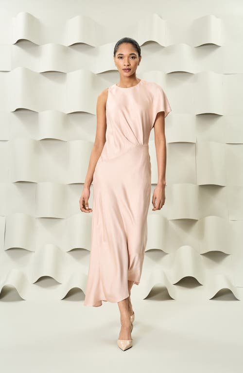 Shop Luxely Asymmetric Satin Dress In Blush