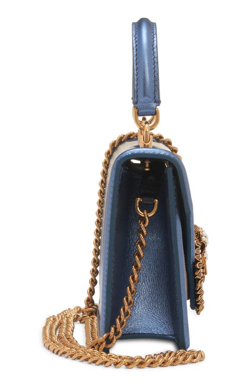 Dolce & Gabbana Devotion Mini Metallic Leather Top-handle Bag In 8h633 Blu Chiaro Laminato