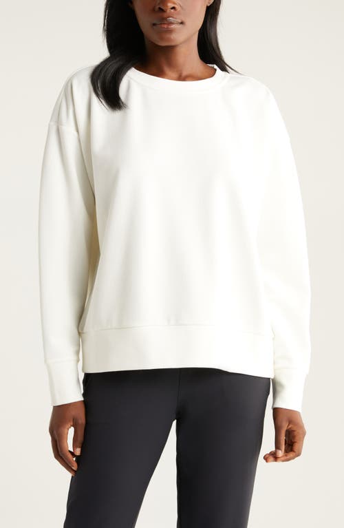 Shop Zella Plush Ottoman Sweatshirt In Ivory Egret