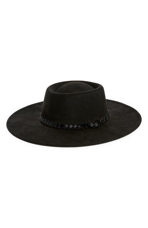 Faux Suede Boater Hat