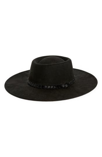 Shop Treasure & Bond Faux Suede Boater Hat In Black