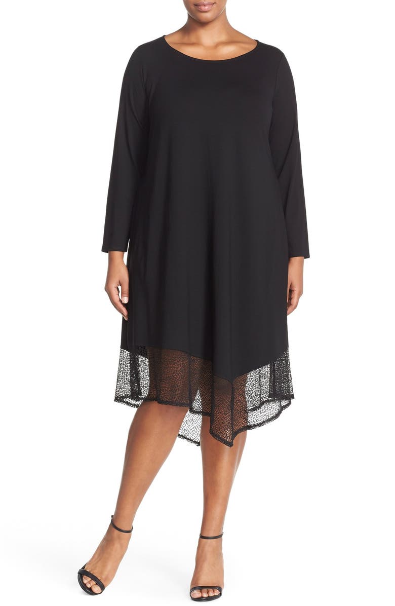 Eileen Fisher Contrast Hem Jersey Shift Dress (Plus Size) | Nordstrom