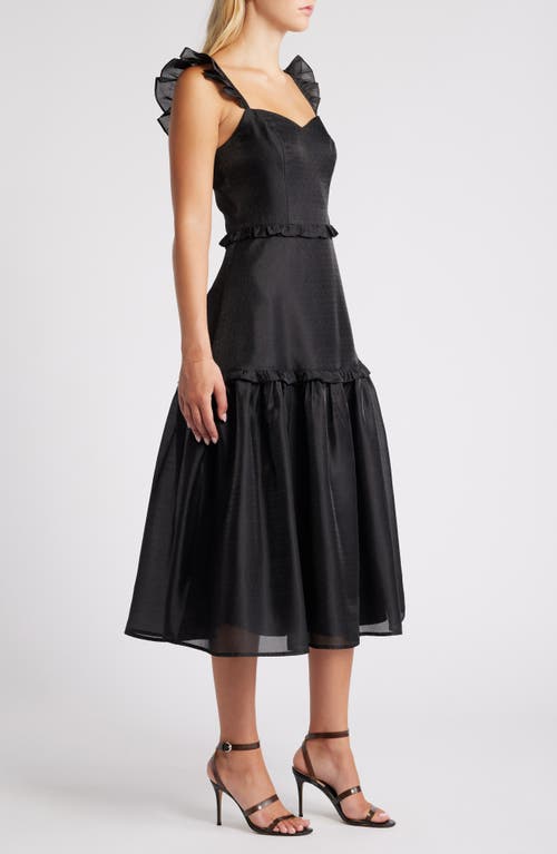 Shop Lulus Effervescent Aesthetic Tiered Cocktail Midi Dress In Black