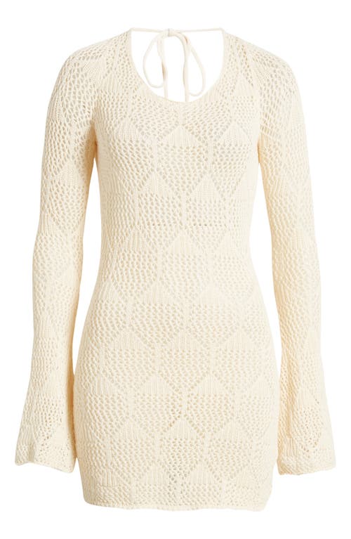 Shop Rip Curl Island Hopper Long Sleeve Open Stitch Mini Sweater Dress In Natural