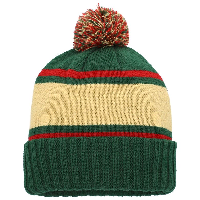 Shop American Needle Green/gold Minnesota Wild Pillow Line Cuffed Knit Hat With Pom