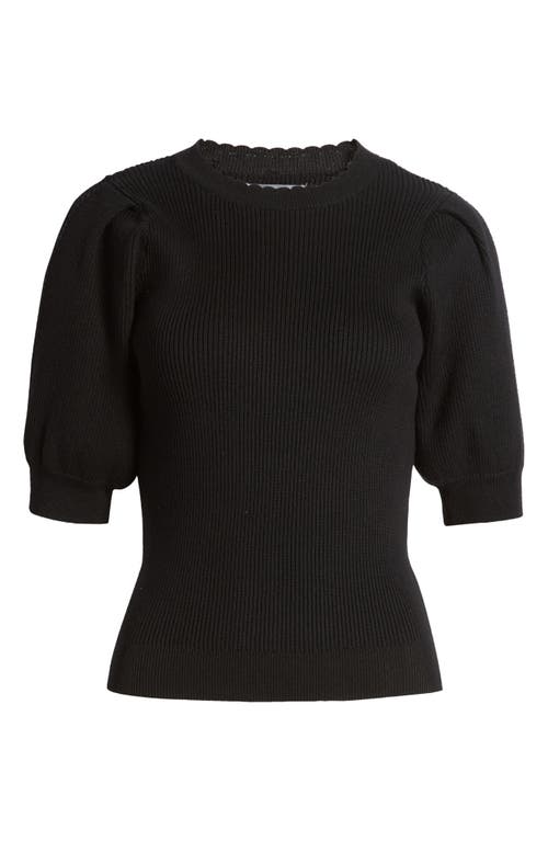 Shop Wit & Wisdom Short Sleeve Rib Sweater In Black