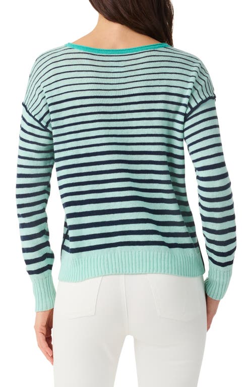 Shop Nic + Zoe Nic+zoe Supersoft Striped Up Sweater In Aqua Multi