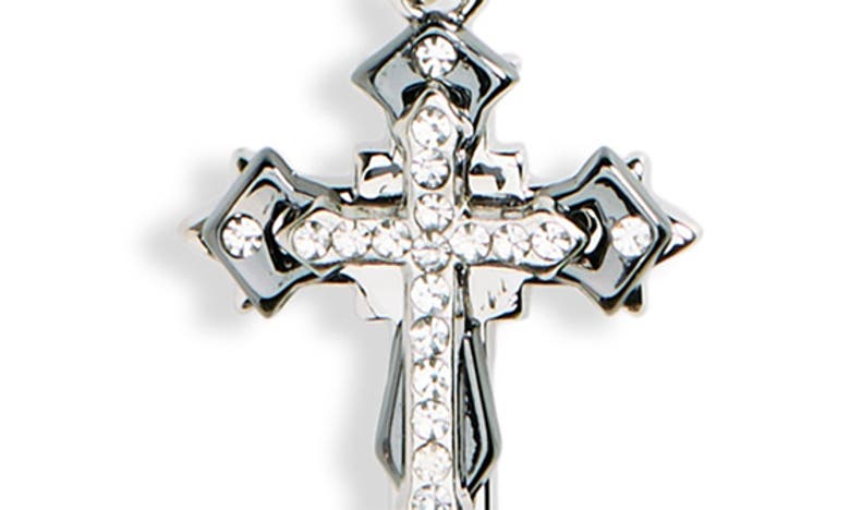 Shop Stephan & Co. Crystal Pavé Cross Pendant Necklace In Silver