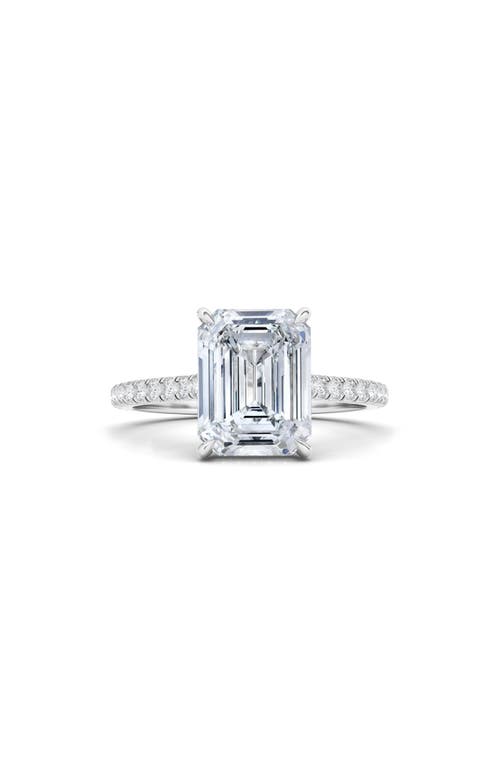 Hautecarat Emerald Cut & Pavé Lab Created Diamond 18k Gold Ring In 2.00 Ctw 18k White Gold