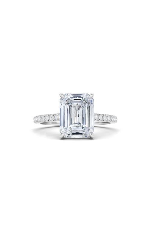 Shop Hautecarat Emerald Cut Pavé Lab Created Diamond Ring In 2.00 Ctw 18k White Gold