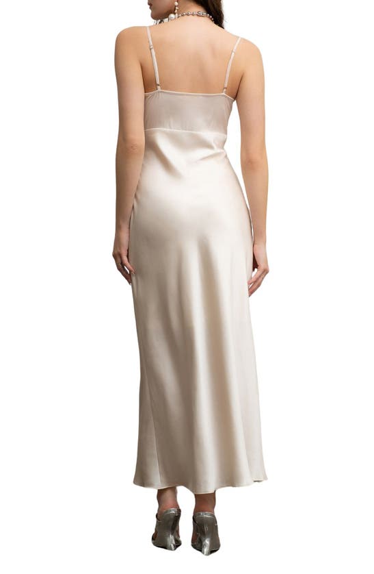 Shop Blu Pepper Flower Satin Midi Dress In Champagne