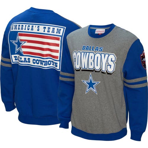 Men's Mitchell & Ness Royal Dallas Cowboys All Over 2.0 Pullover Sweatshirt