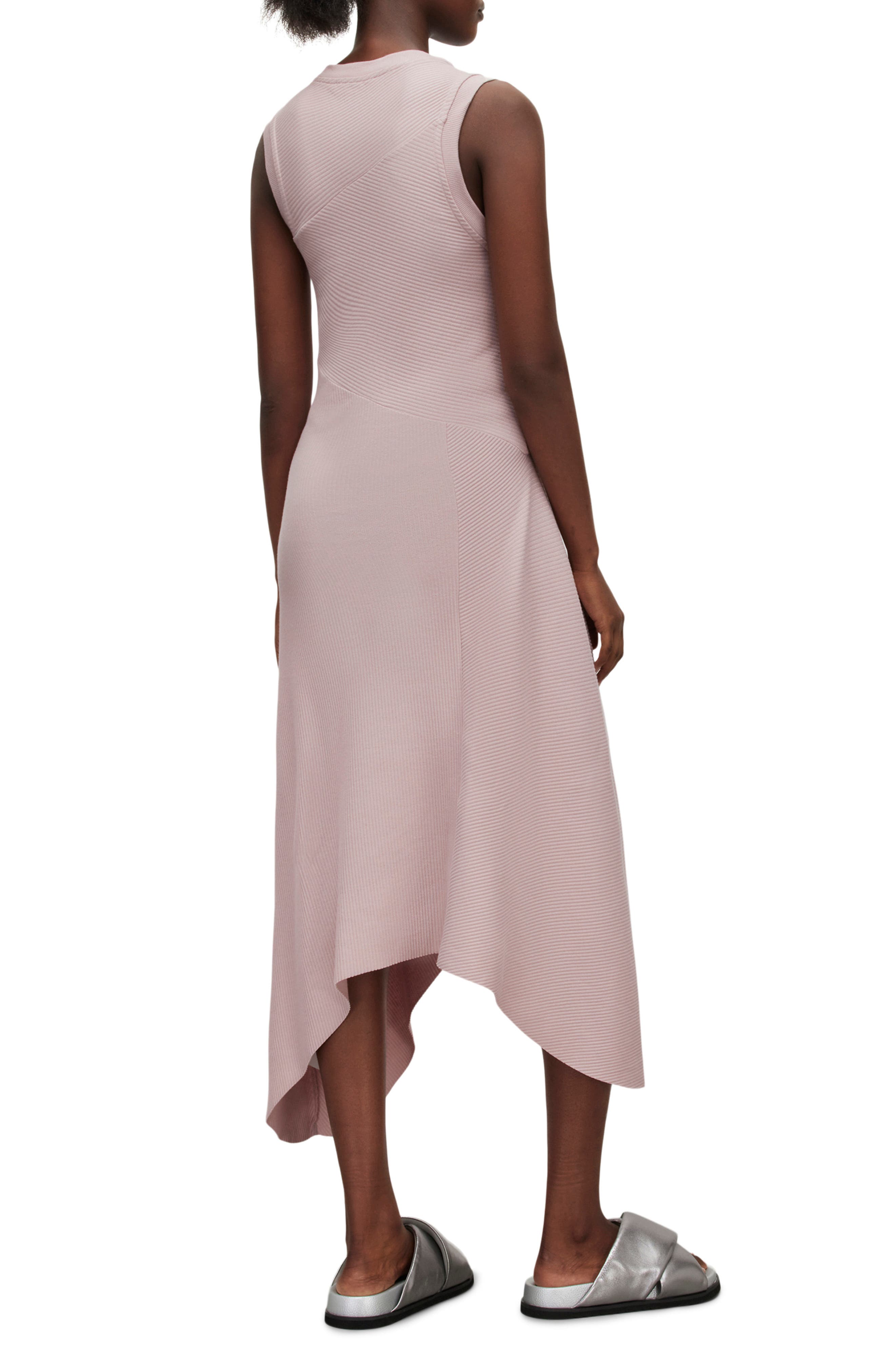 gia asymmetrical ribbed midi dress ALLSAINTS Gia Ribbed Sparkle Asymmetric Midi Dress
