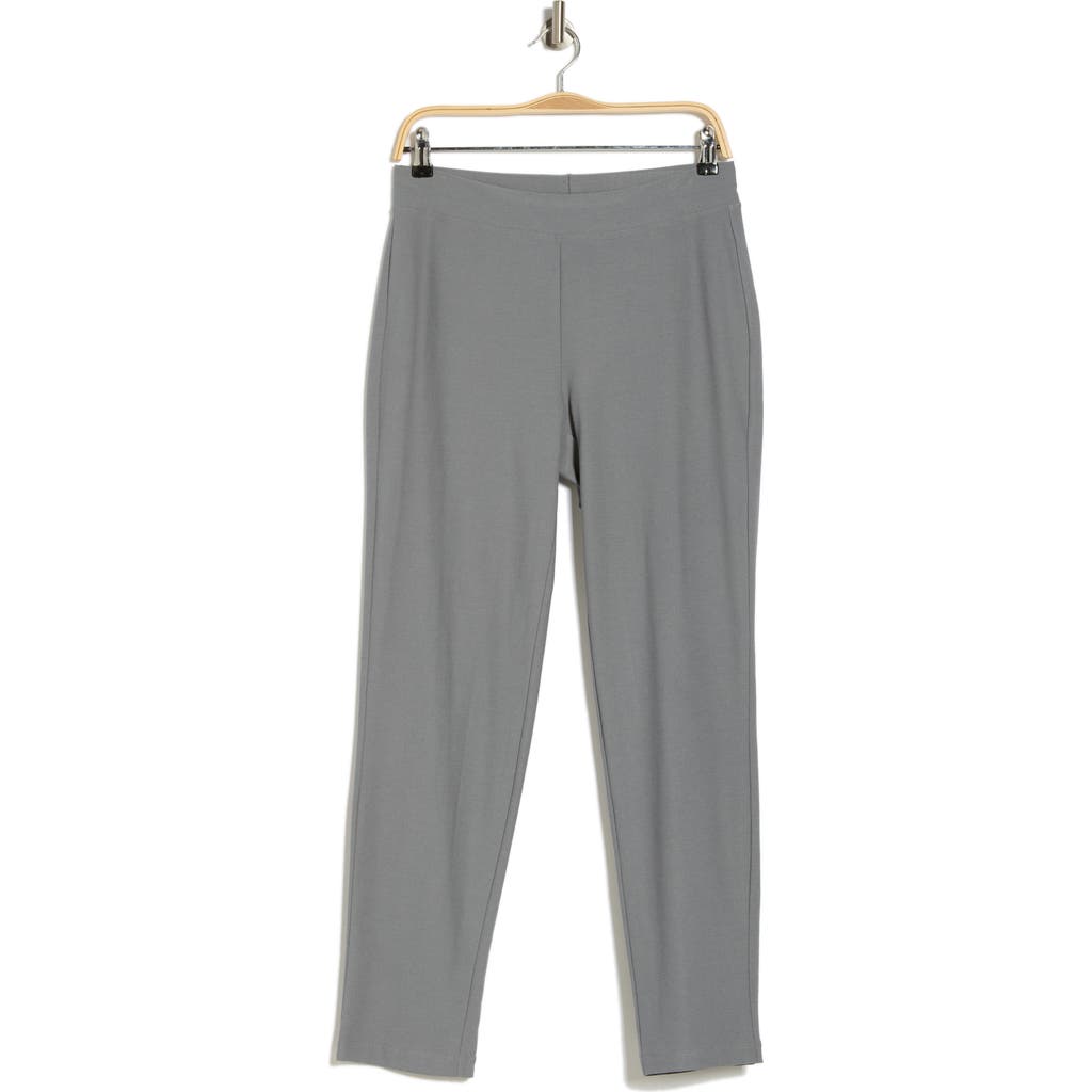 Eileen Fisher Slim Ankle Stretch Crepe Pants In Steel