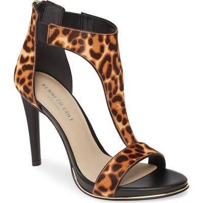 Kenneth Cole New York Brooke T-Strap Genuine Calf Hair Sandal, Brown