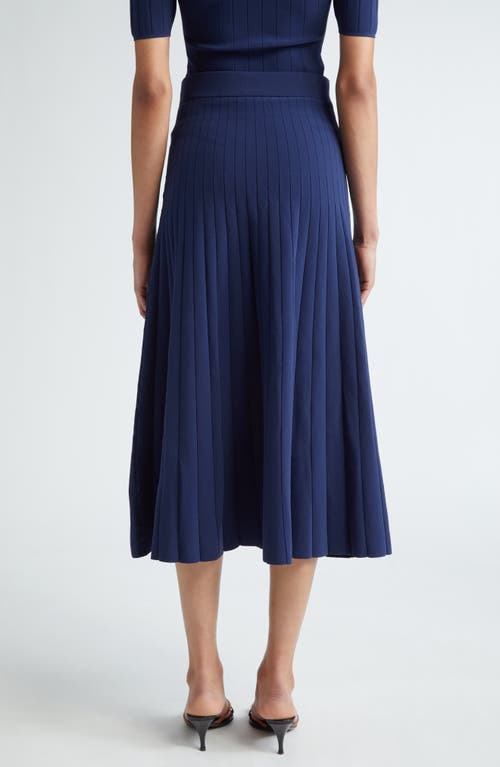 Shop Emilia Wickstead Delphi Pleated Knit Midi Skirt In Navy