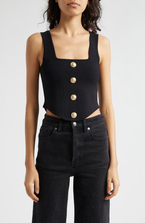 Shop L Agence L'agence Saga Square Neck Tank In Black/gold