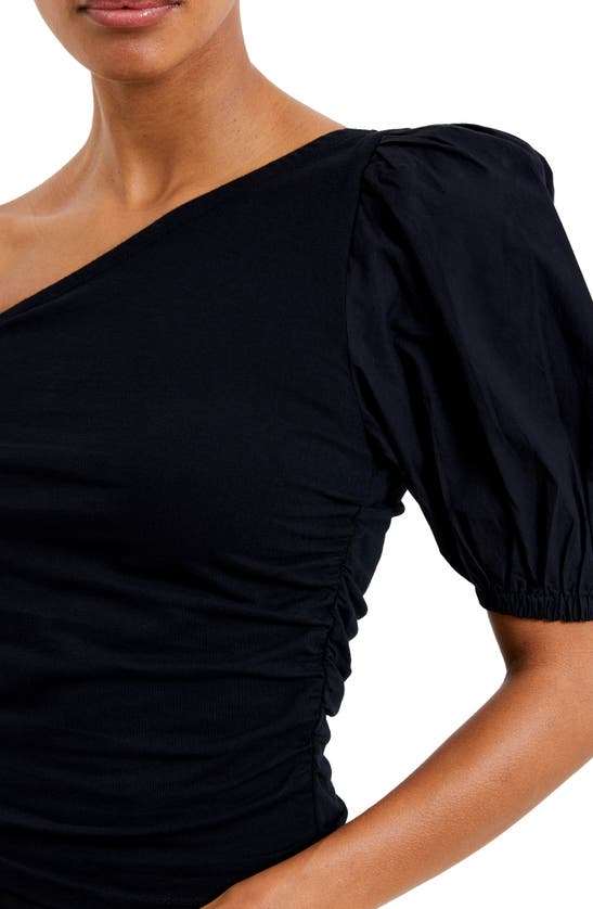 Shop French Connection Rosanna One-shoulder Cotton Top In 01-black