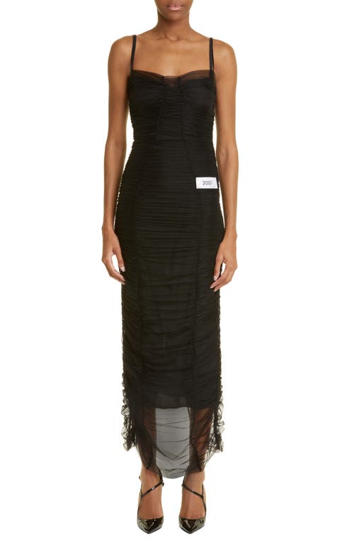 Dolce & Gabbana Kim Ruched Tulle Sleeveless Dress in Black