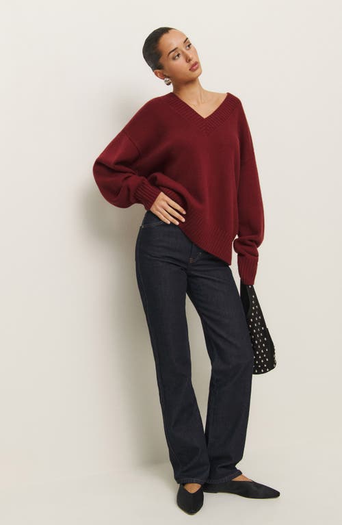 Shop Reformation Jadey Cashmere & Wool V-neck Sweater In Chianti