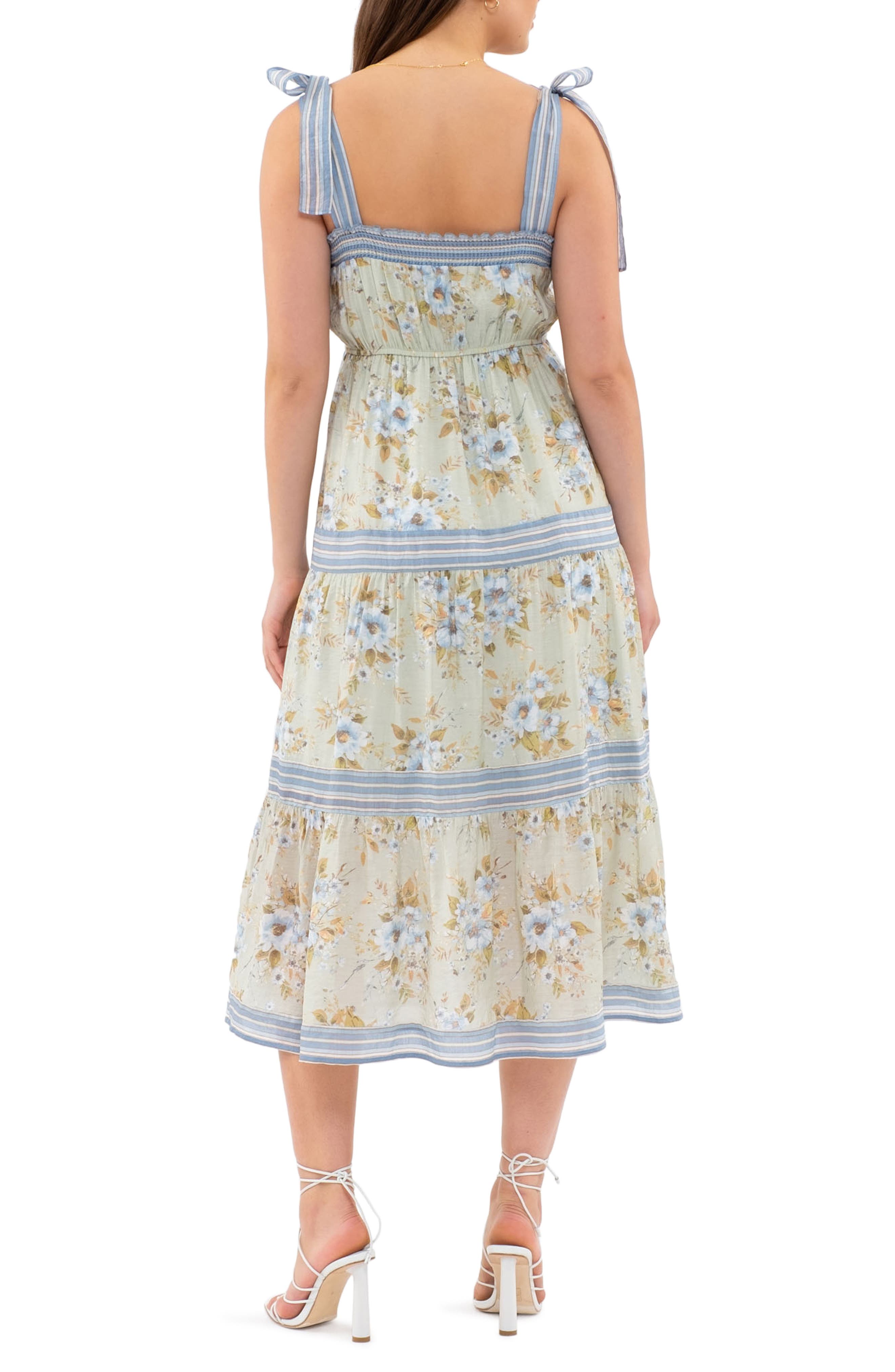 Blu Pepper Floral Stripe Tie Strap Maxi Dress Nordstromrack