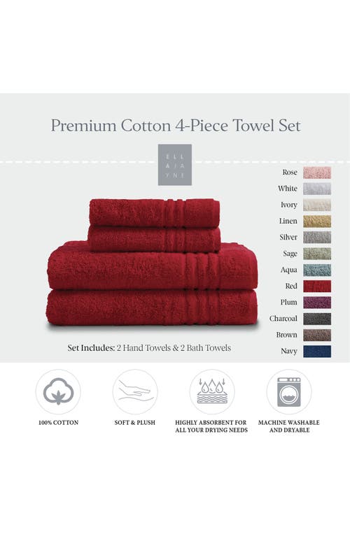 Ella Jayne Home Solid Cotton 4-piece Towel Set In Red