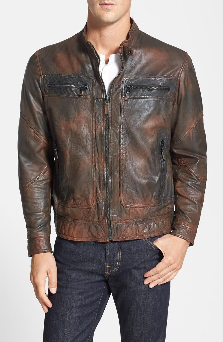 Missani Le Collezioni Contemporary Fit Leather Moto Jacket | Nordstrom