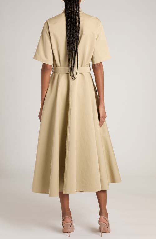 Shop Valentino Garavani Oversize Cotton & Linen Shirtdress In Cappuccino Foam