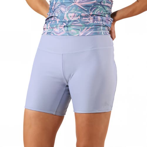 Uv Skinz Reversible Active Swim Shorts In Pastel Palms/moon Dust