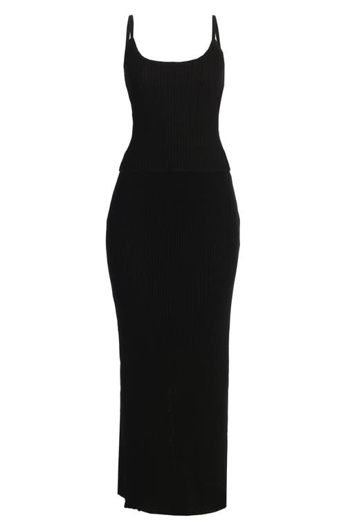 Jluxlabel Serena Metallic Rib Knit Camisole & Skirt Set In Black