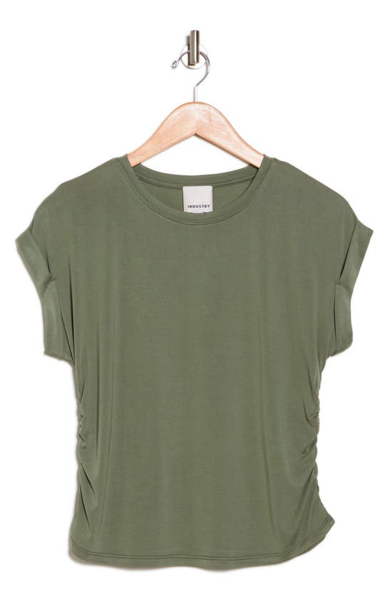 Shop Industry Republic Clothing Side Ruched Top In Olive Grove