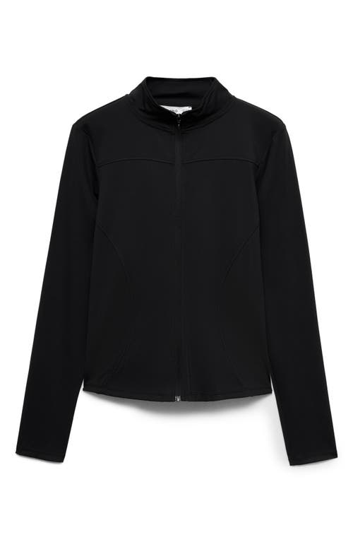 Mango Fitted Zip Front Jacket In Black