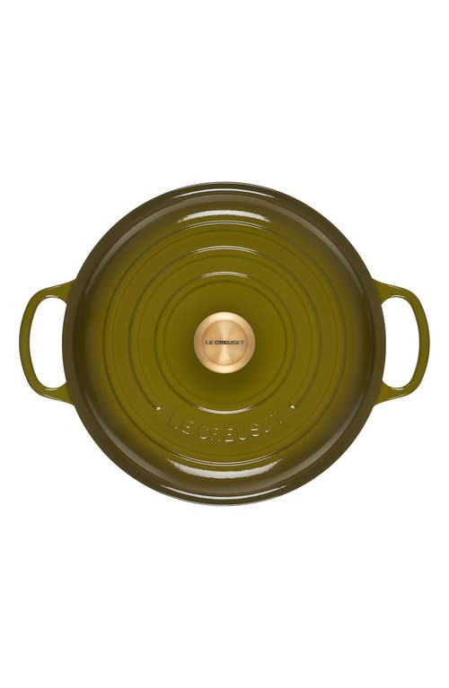 Shop Le Creuset Signature 3.5-quart Enameled Cast Iron Braiser In Olive