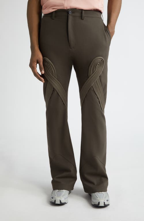 KIKO KOSTADINOV Deultum Corded Appliqué Flare Trousers Army Green /Taupe at Nordstrom, Us