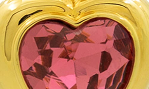 July Child Mi Amor Locket Drop Huggie Hoop Earrings In Gold/red Heart Shape Crystal